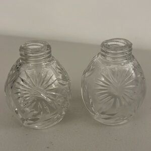 Vintage 1950’s Salt & Pepper Shakers, Cut Crystal Daisy Flower, Cottage Country